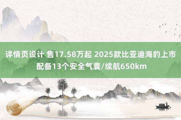 详情页设计 售17.58万起 2025款比亚迪海豹上市 配备13个安全气囊/续航650km