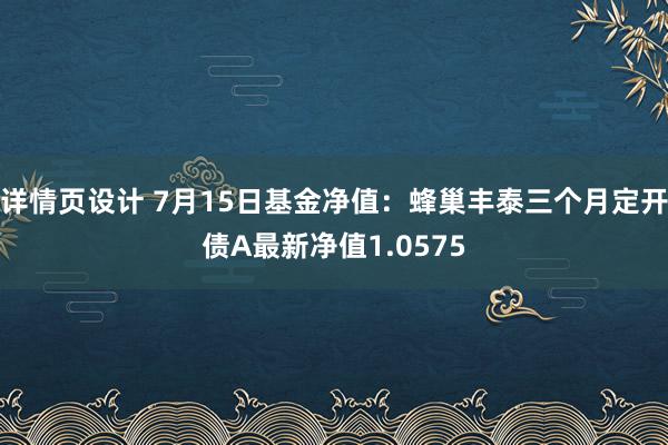 详情页设计 7月15日基金净值：蜂巢丰泰三个月定开债A最新净值1.0575