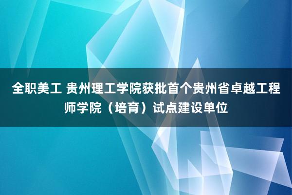 全职美工 贵州理工学院获批首个贵州省卓越工程师学院（培育）试点建设单位